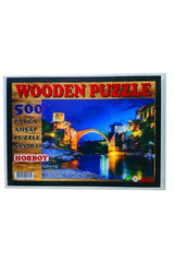 500 Parça Ahşap Puzzle - Evler ve Çiçekler Yapboz