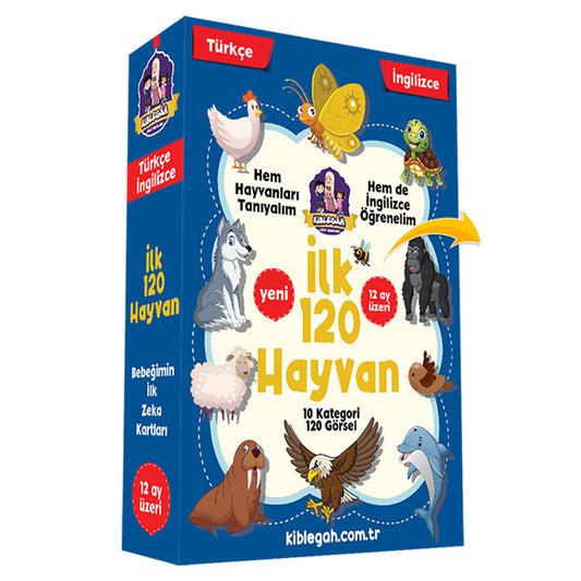 İlk 120 Hayvan (Türkçe - İngilizce) Eğitim Seti